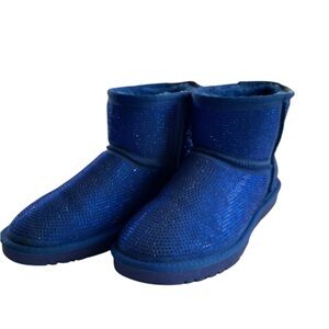 AZELEA WANG MULTISTONE MINI ANKLE BOOTS ROYAL BLUE WOMEN SIZE 8